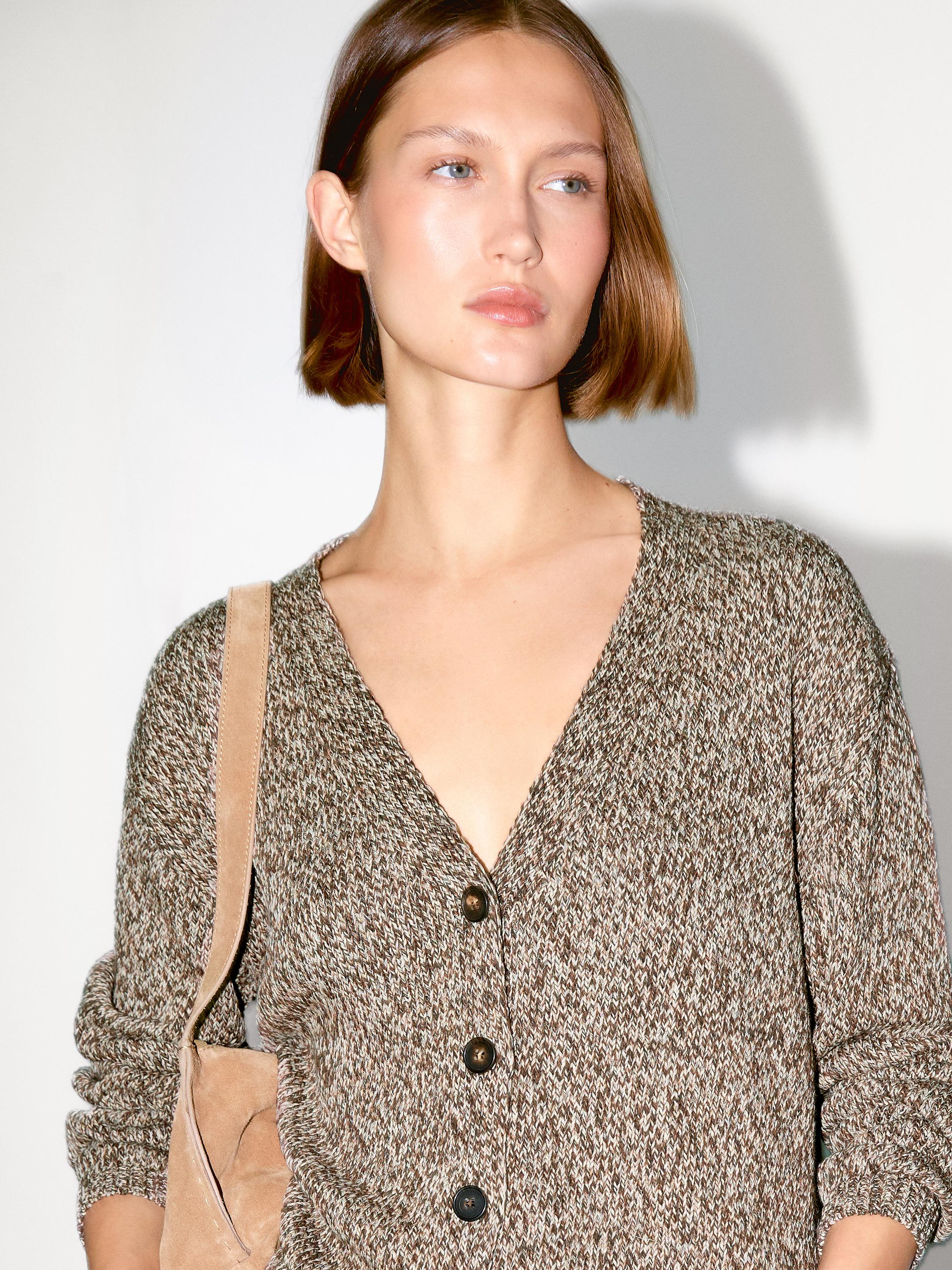 Mouliné V-neck long cardigan